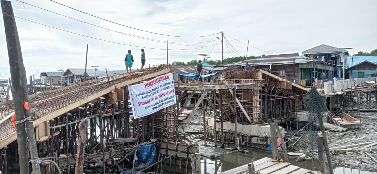 Maksimalkan Pembangunan Jembatan Penghubung 2 Kelurahan di Tarakan, Akses Sungai Ditutup Sebulan
