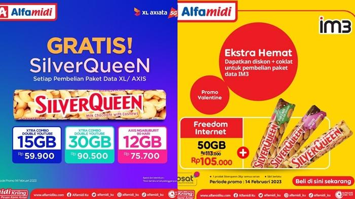 Promo Alfamidi Hari ini Selasa 14 Februari 2023, Beli Paket Data XL dan IM3 Gratis SilverQueen