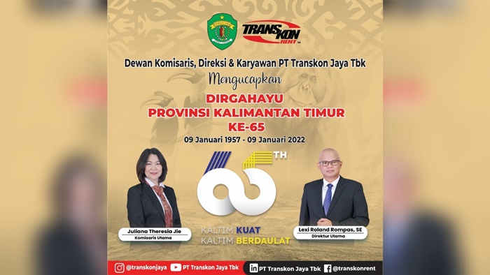 PT Transkon Jaya Tbk Ucapkan Dirgahayu Ke-65 Provinsi Kalimantan Timur