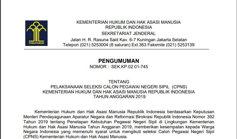 Link Pengumuman Hasil SKD CPNS Kemenkumham dan Kemenag, Pelaksanaan SKB Dipastikan Ditunda