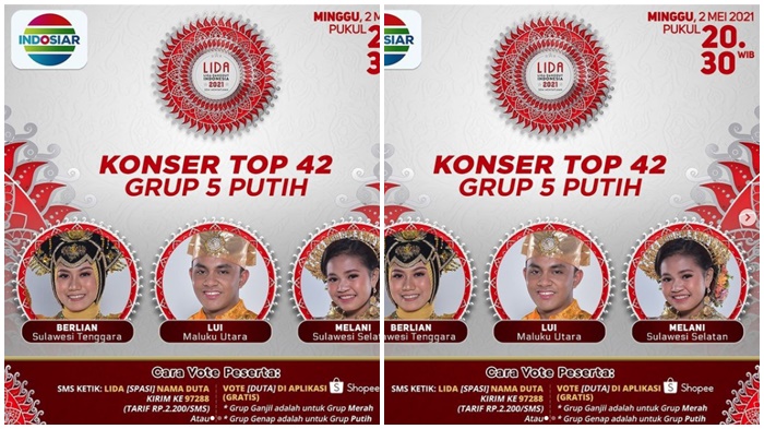Siapa Tersenggol Malam Ini? LIDA 2021 Top 42 Grup 5 Putih, SMS Tertinggi, Live Streaming Indosiar