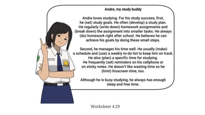 BAHASA INGGRIS - Tangkapan layar Worksheet 4.29 dalam buku Ilmu Pengetahuan Alam untuk SMP Kelas VII halaman 189 Kurikulum Merdeka.