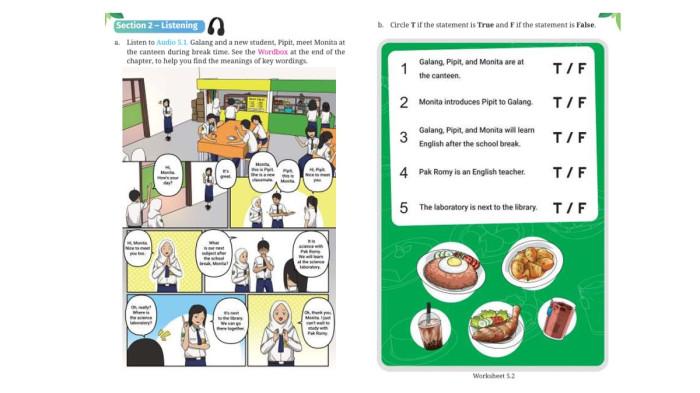 BAHASA INGGRIS - Tangkapan layar Comic strip 5.1 dan Worksheet 5.2.