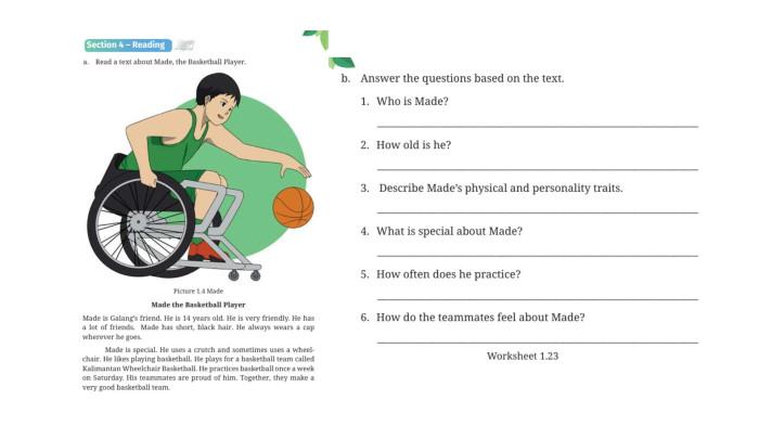 Kunci Jawaban Bahasa Inggris Kelas 7 Halaman 46 Kurikulum Merdeka: Made the Basketball Player