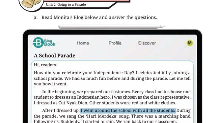 Kunci Jawaban Bahasa Inggris Kelas 8 SMP Halaman 50 51 Kurikulum Merdeka, A School Parade