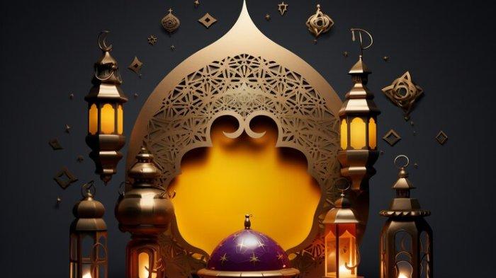 ILUSTRASI RAMADAN - Ilustrasi ornamen Ramadan hasil olah kecerdasan buatan (AI) yang diunduh di Freepik pada Sabtu (1/3/2025).