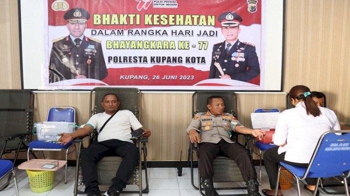 Sambut Hari Bhayangkara ke-77, Polresta Kupang Kota Sumbang 83 Kantong Darah