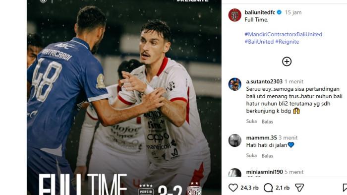 REAKSI NETIZEN- Reaksi netizen pasca Bali United kalah dari Persib. Semeton Dewata memberikan catatan positif pada sejumlah pemain, termasuk Teppei Yachida, bahkan meminta agar musim depan dipertahankan.