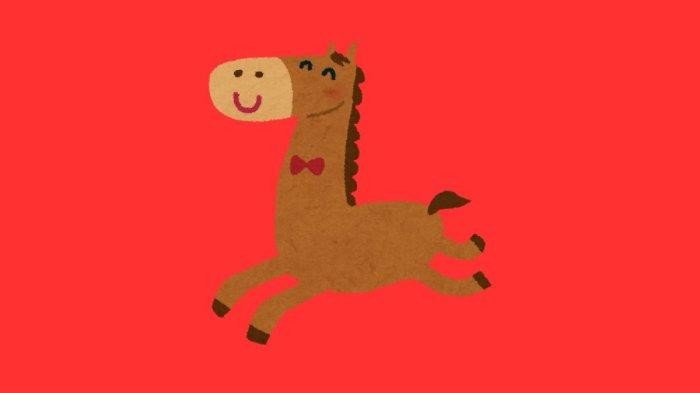 ILUSTRASI SHIO KUDA - Lambang Shio Kuda yang dibuat di Canva pada Selasa (22/4/2025).