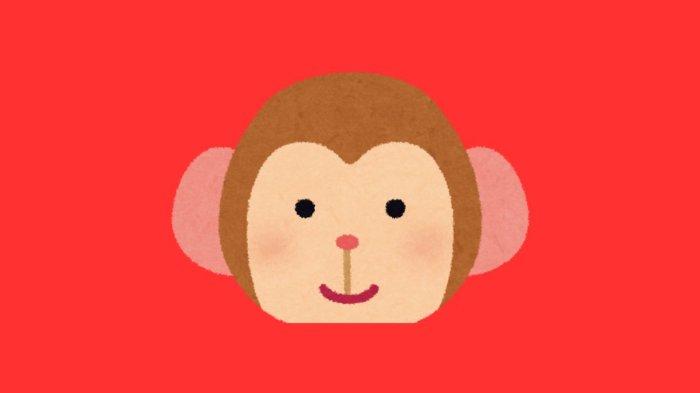 ILUSTRASI SHIO MONYET - Lambang Shio Monyet yang dibuat di Canva pada Jumat (18/4/2025).