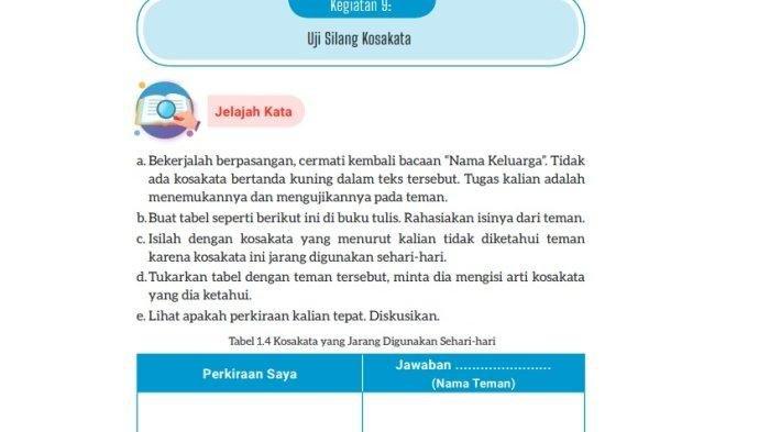 Soal Ujian Sekolah dan Kunci Jawaban Bahasa Indonesia Kelas 9 Halaman 21 KM , Uji Silang Kosakata