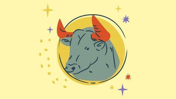 ILUSTRASI ZODIAK TAURUS - Lambang zodiak Taurus yang dibuat di Canva pada Kamis (27/3/2025).