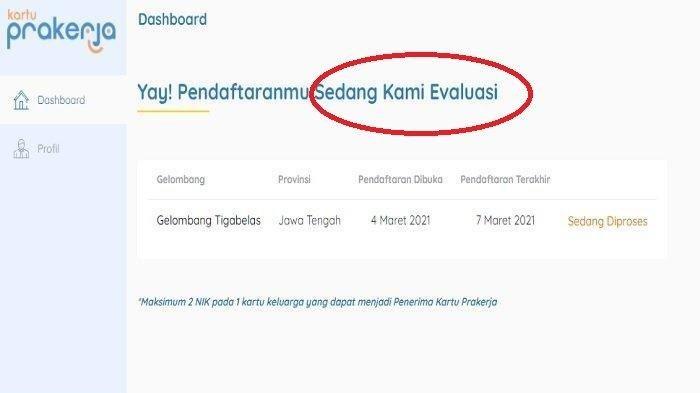 Ini Penjelasannya Arti Status Sedang Dievaluasi yang Muncul di Akun Kartu Prakerja Gelombang 14