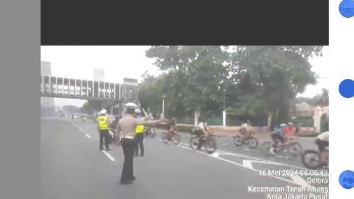 Berita Viral Polisi Metro Jaya Tertibkan Rombongan Sepeda Gowes Masuk ke Jalur Sepeda