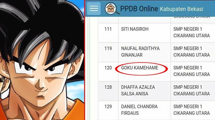 Nama Siswa yang Terdaftar PPDB Online Ini Jadi Viral, Pakai Nama Tokoh Kartun Dragon Ball