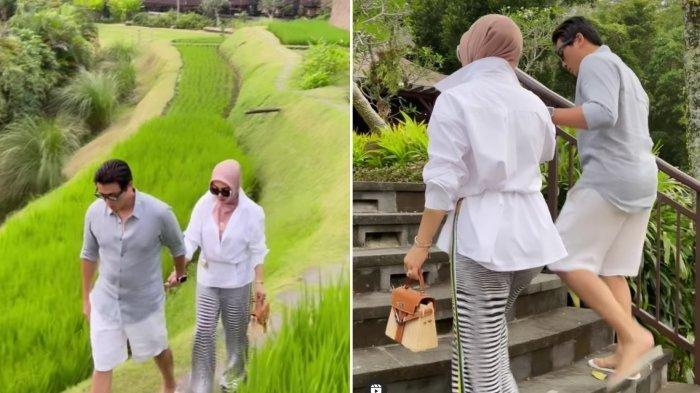 Reino Barack dan Syahrini Jalan Pegangan Tangan di Pematang Sawa, Pose Incess Jadi Perhatian