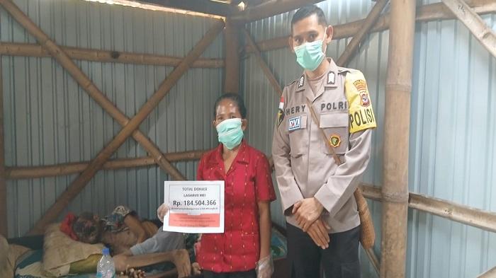 Bripka Heri Tena Serahkan Bantuan Donasi untuk Warga Manggarai Penderita Kanker Kulit