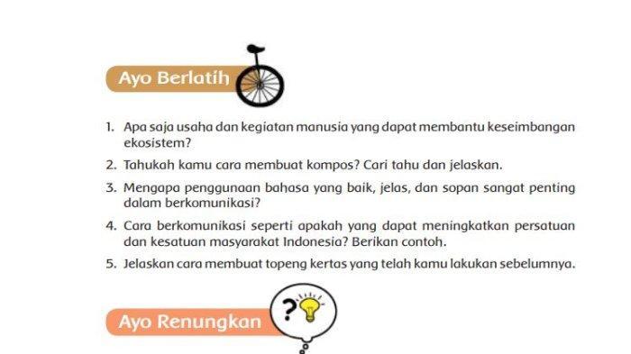 Soal Ujian Sekolah dan Kunci Jawaban Tema 5 Kelas 5 SD Halaman 147 Kurikulum 2013: Ayo Berlatih