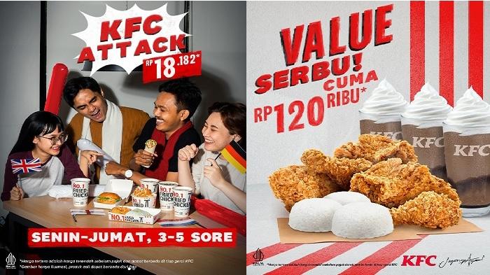 Promo KFC Minggu Ini, KFC Attack : Half Winger, Twisty, Burger Rp 18.182, Value Serbu KFC Rp 120.000