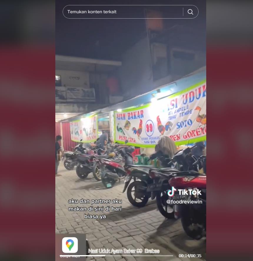 Video Viral TikTok, Nasi UdukAyam Bakar di Bekasi, di Jalan Raya Kampung Sawah