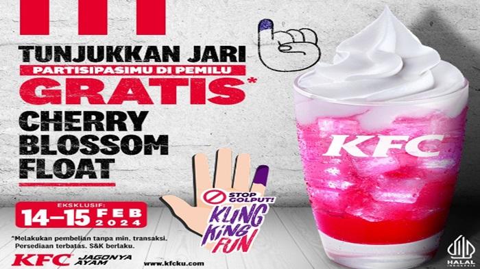 Promo KFC Spesial Pemilu, Tunjukkan Jarimu Dapat Cherry Blossom Float Gratis Tanpa Minimal Belanja
