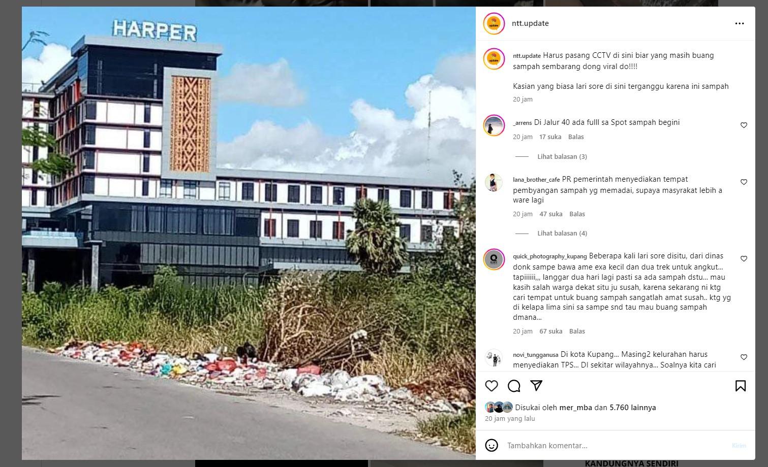 Viral Sampah Berserakan di Dekat Harper Hotel Kupang, Ini Respon Warganet