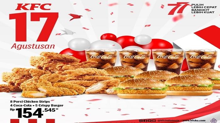 Promo KFC Hari Ini Kamis, 8 Porsi Chicken Strip, 4 Coca Cola & 5 Crispy Burger Rp 154.545