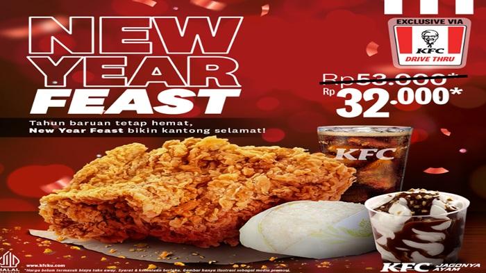Promo KFC 2 - 15 Januari,New Year Fest Drive Thru,1 Ayam,1 Nasi,1 Sundae,1 Soft Drink Cuma Rp 32.000