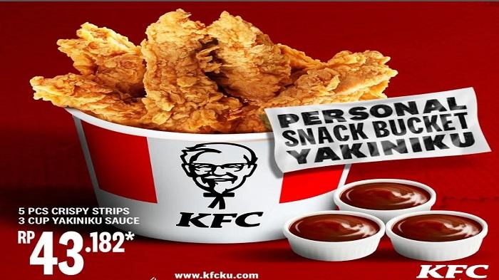 Promo KFC Hari Ini Sabtu, Personal Snack Bucket Yakiniku dengan 5 Crispy Strips dan 3 Saus Yakiniku