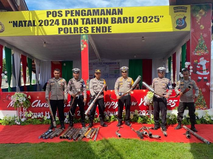 Polres Ende Amankan Knalpot Brong dan Meriam Spritus Selama Operasi Lilin 2024
