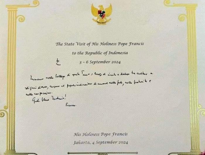 Sri Paus Berharap Rakyat Indonesia Bertumbuh dalam Iman, Persaudaraan dan Bela Rasa