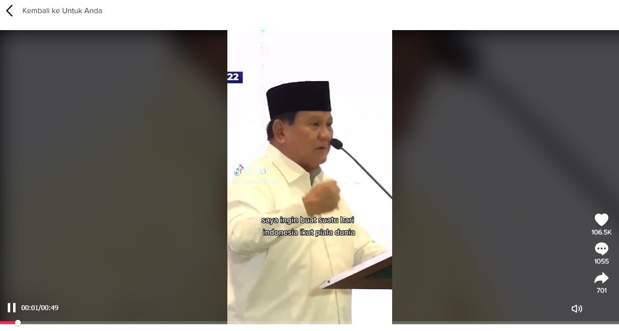 Video Viral TikTok, Prabowo Subianto Ajak Atlet Sepakbola Indonesia Ikut Akademi Terbaik Dunia Qatar