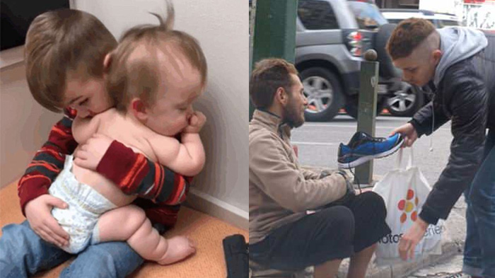 Foto-foto Ini Bisa Membangkitkan Rasa Kemanusiaan, Ada Bocah Laki-laki yang Meninabobo Adiknya