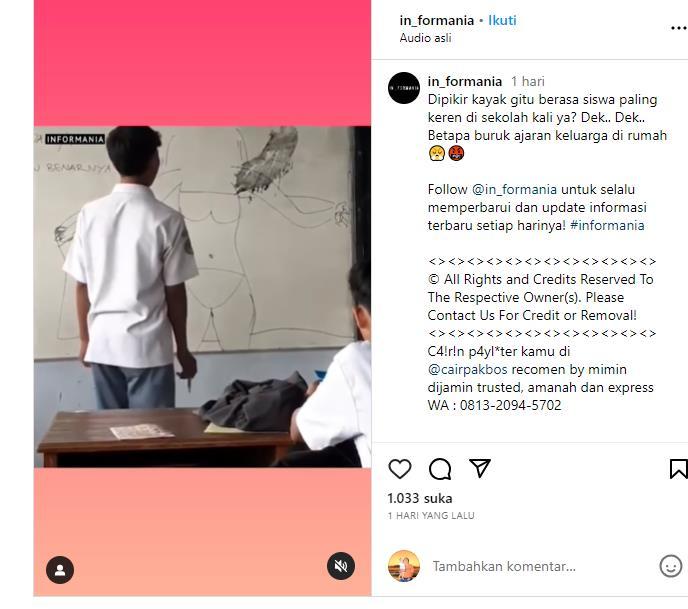 Viral Seorang Siswa Bikin Gambar Tidak Pantas di Papan Tulis Saat Ada Guru Di Depan Kelas