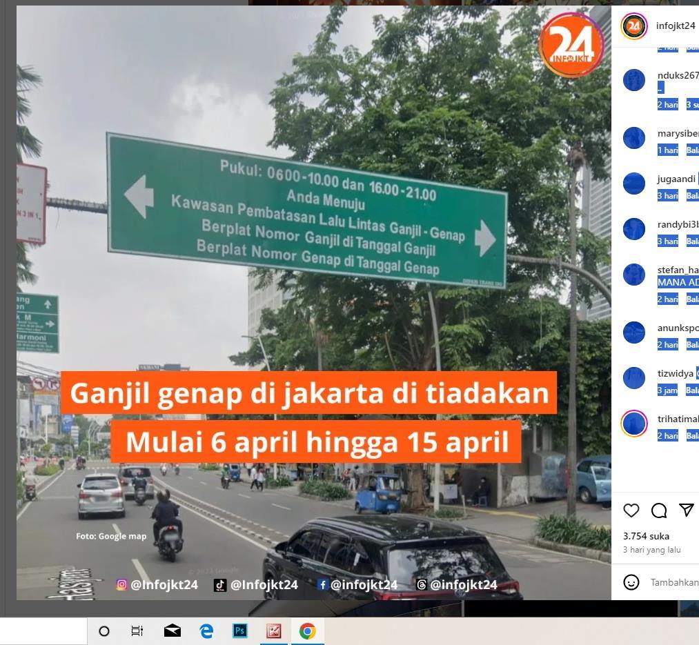 Berita Viral Ganjil Genap Tidak Akan Diterapkan Mulai 4 April Hingga 20 April di Jakarta,Ini Pergub