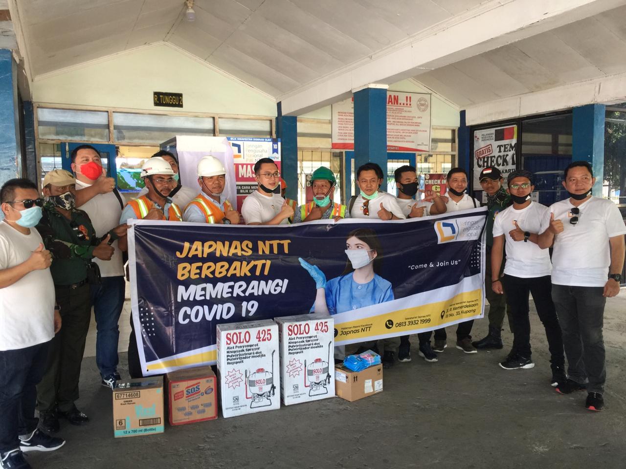 JAPNAS NTT Berbakti Serahkan Box Desinfektan, APD dan Vitamin