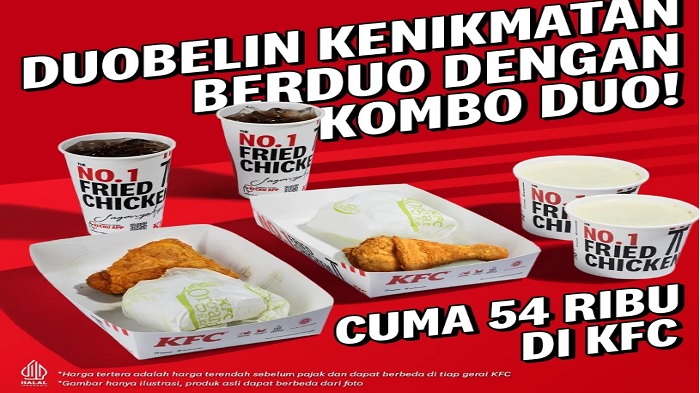 Promo KFC Hari Ini, Nikmati Berdua Kombo Dua, Dobel Ayam KFC, Cream Soup, Nasi dan Coca Cola