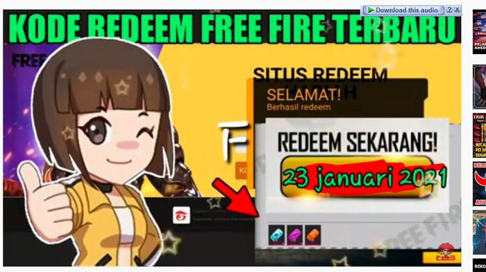 KODE REDEEM FF Hari Ini 23 Januari 2021, Terbatas, Buruan Tukar Kode Redeem Free Fire Terbaru
