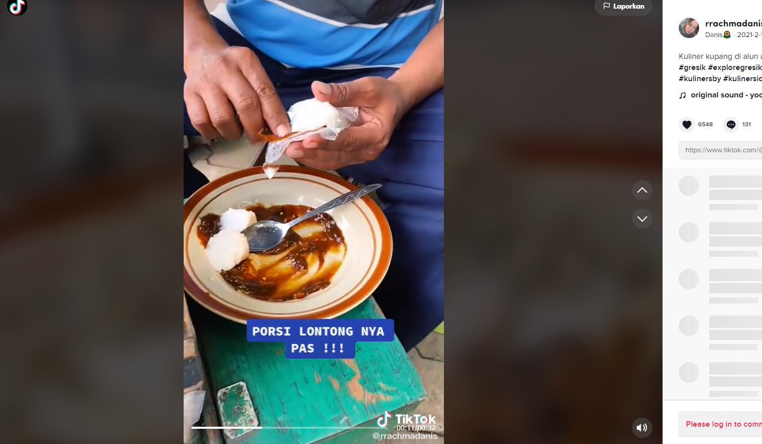 Video Viral TikTok, Kuliner Kupang di Alun Alun Gresik Jawa Timur, Kok Bisa ? Nih Coba Rasanya