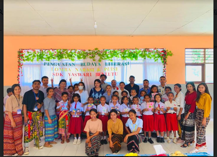 Mahasiswa KKNT-PPM Unwira Kupang Adakan Lomba Narasi dan Puisi di SDK Yaswari Benlutu