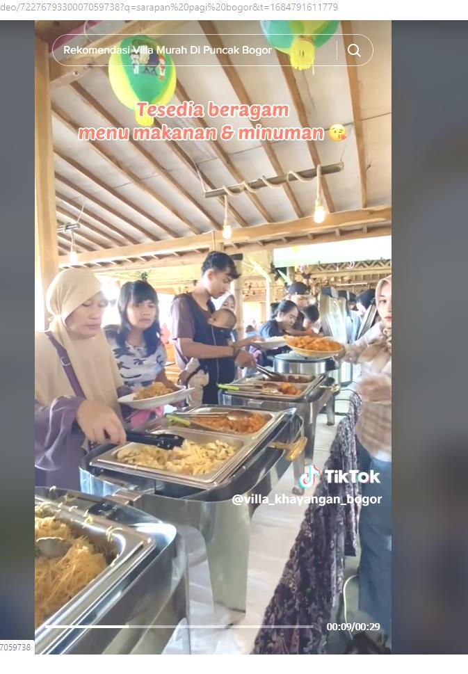 Video Viral TikTok, Sarapan Pagi di Villa Khayangan Bogor, Jawa Barat, Makan Sepuasnya