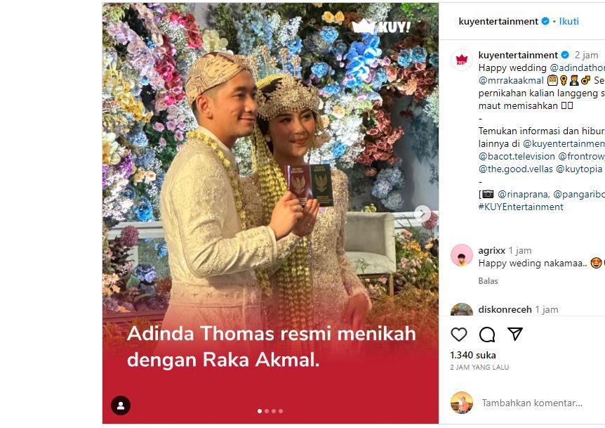 Berita Viral Artis Adinda Thomas Menikah Dengan Pasangan Raka Akmal Dalam Balutan Adat Jawa