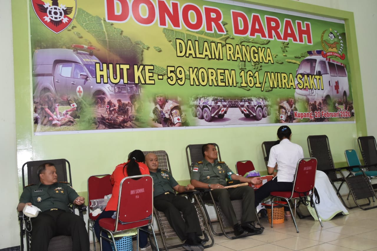 Jelang HUT 59, Korem 161/Wira Sakti Kupang Gelar Donor Darah