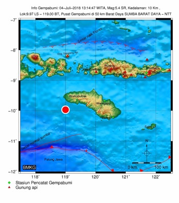 Gempa Tektonik 5,4 SR Guncang Sumba Barat Daya. BMKG Himbau Masyarakat Tetap Tenang