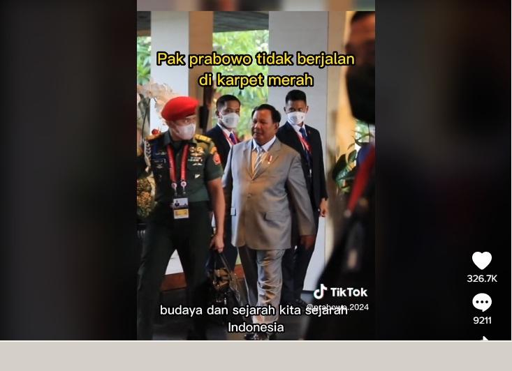 Video Viral TikTok Prabowo Enggan Berjalan di Atas Karpet Merah Pasca KTT G20 BaliI