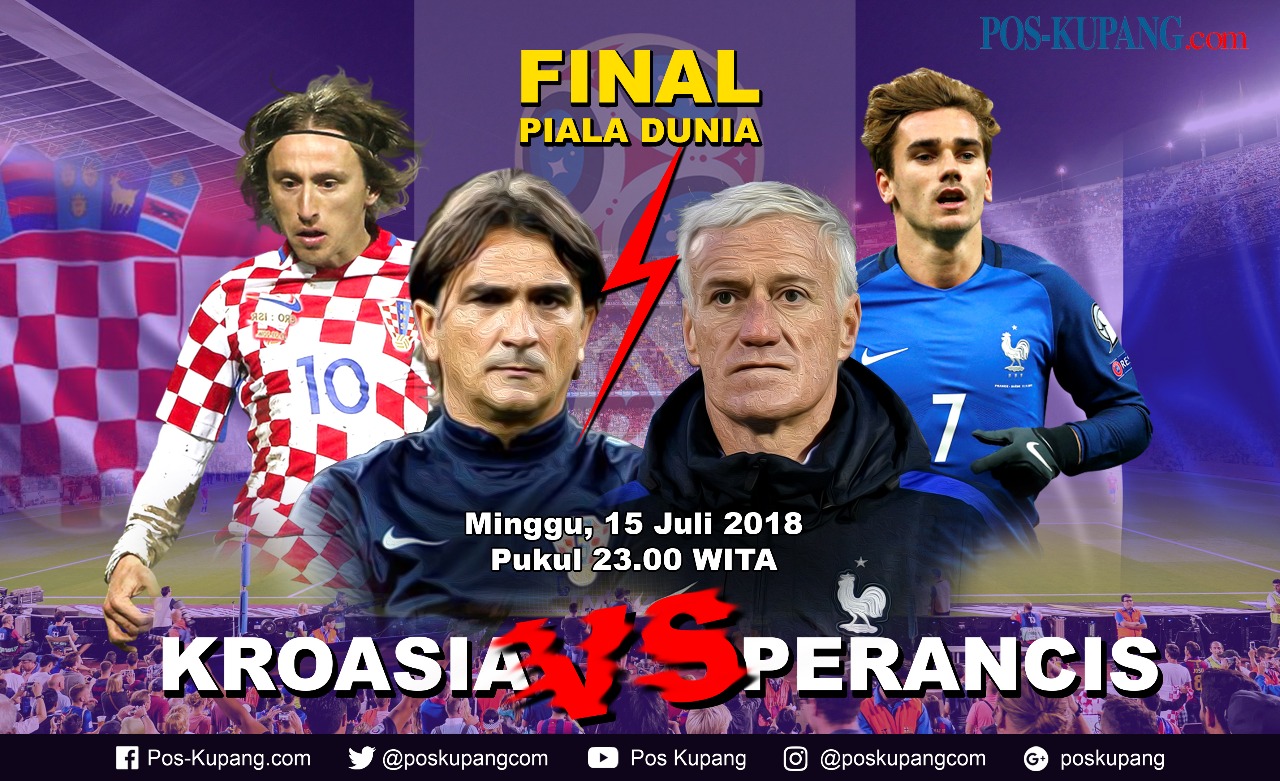 Link Live Trans 7 Final Piala Dunia 2018. Prancis vs Kroasia, Prancis Sudah Isi dua Gol