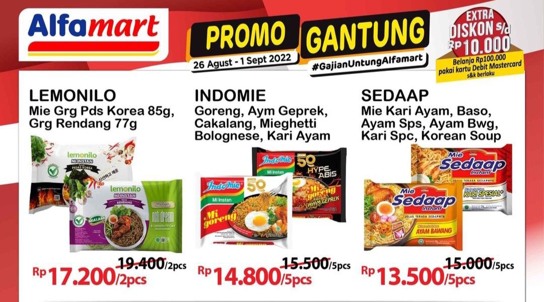 Diskon Awal Bulan: Beras 5Kg 56.500, Mi Instan Rp13.500/5Pcs, Promo Alfamart Hanya 1 September 2022