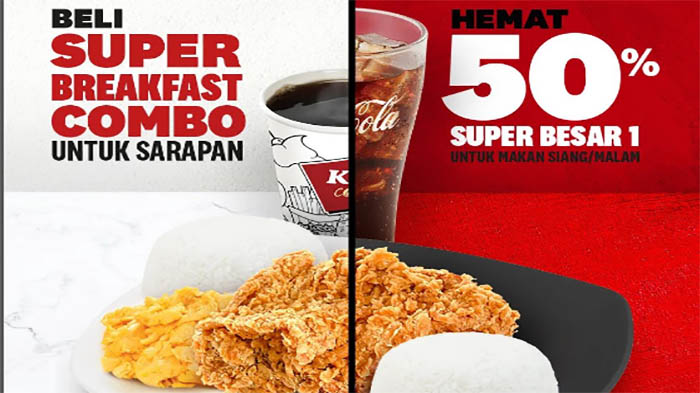 Promo KFC , Tukar Struk Beli Sarapan Pagi dengan Makan Siang Dapat Diskon 50 Persen, Makan Puas