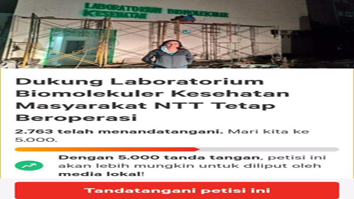 Ribuan Orang Tandatangan Petisi Dukungan Lab Biokesmas NTT Tetap Beroperasi