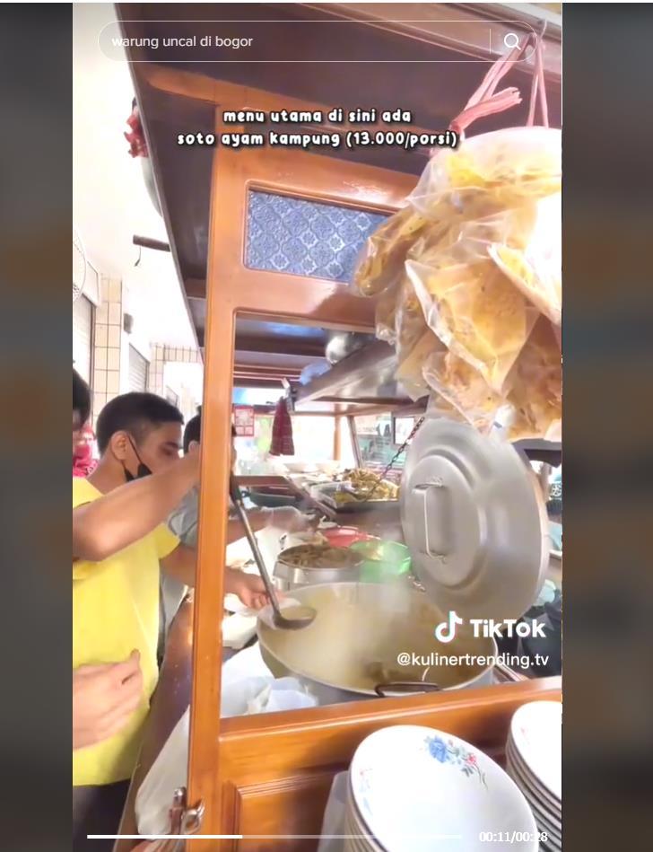 Video Viral TikTok, Soto Ayam Kampung Kota Bogor, Jawa Barat  di Jalan Sawojajar